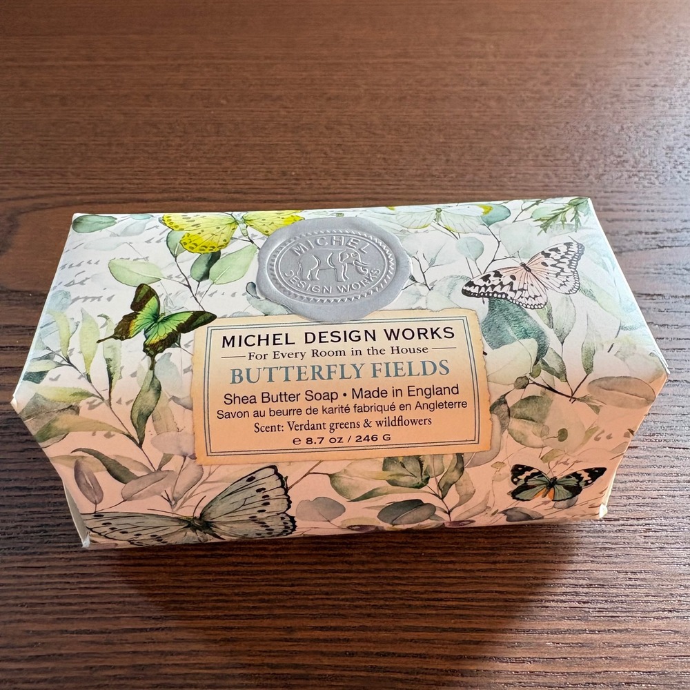 Michel‎ Design Works Butterfly Fields Soap 8.7oz New Shea Butter Bar